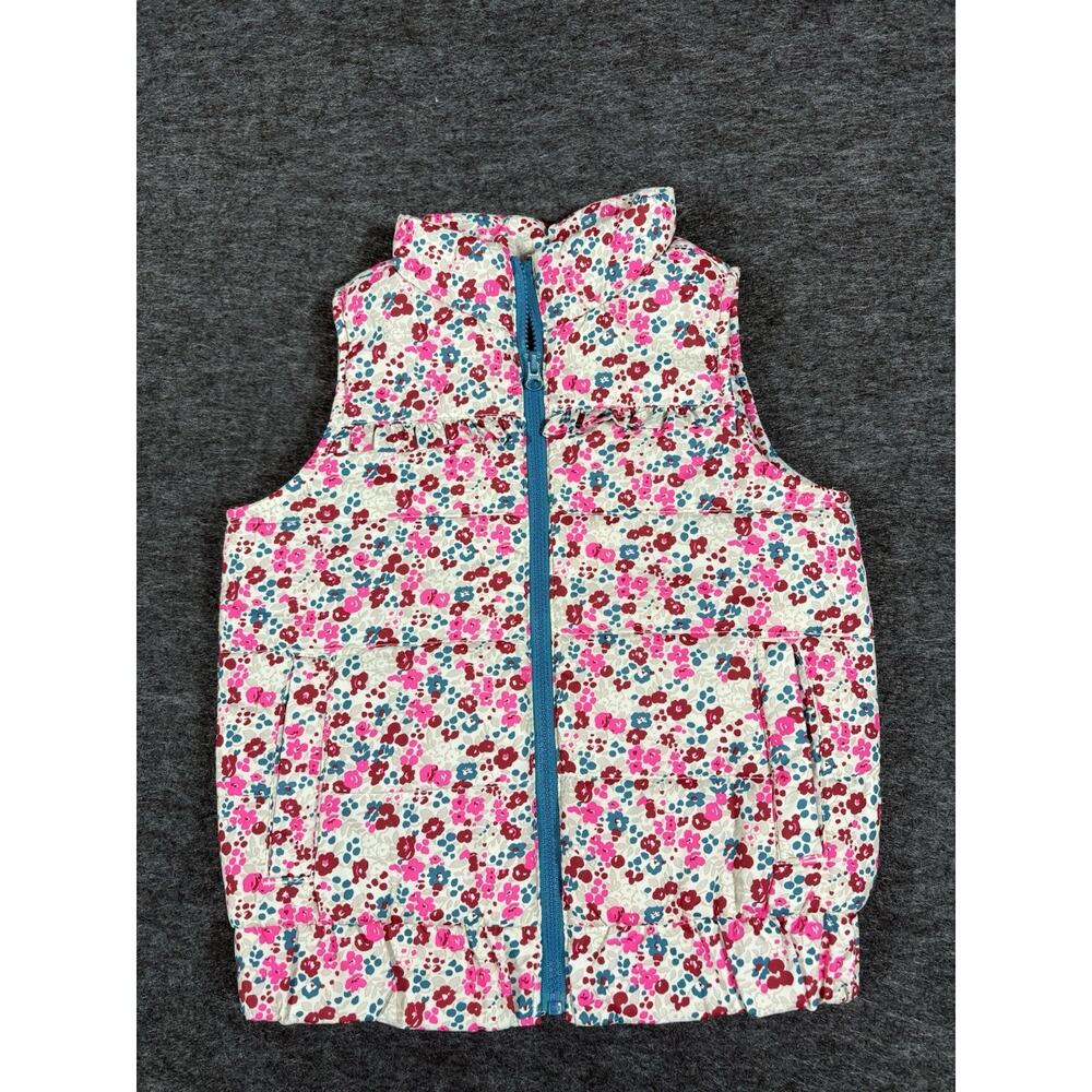 Genuine Kids from Oshkosh Puffer Vest White Pink Flower Size 3T